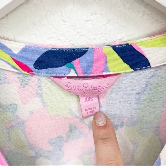 Lilly Pulitzer Tiki Wrap Romper Havin A Blast Purple Floral XXS - Picture 5 of 12